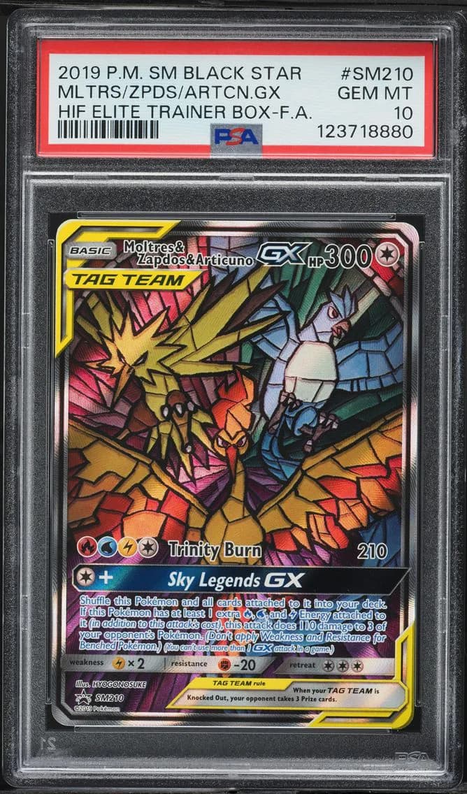 Full Art/Moltres & Zapdos & Articuno GX, PSA 10