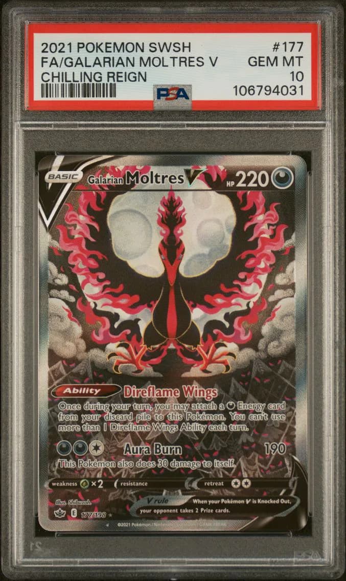 Full Art/Galarian Moltres V, PSA 10
