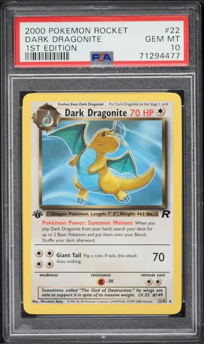 Dark Dragonite 1st Edition, PSA 10
