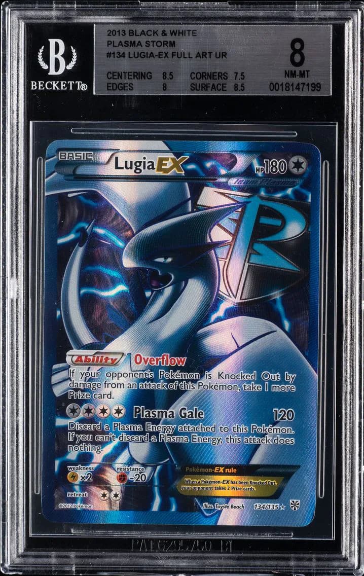 Full Art/Lugia EX BGS 8 Black & White Plasma Storm Pokemon, BGS 8