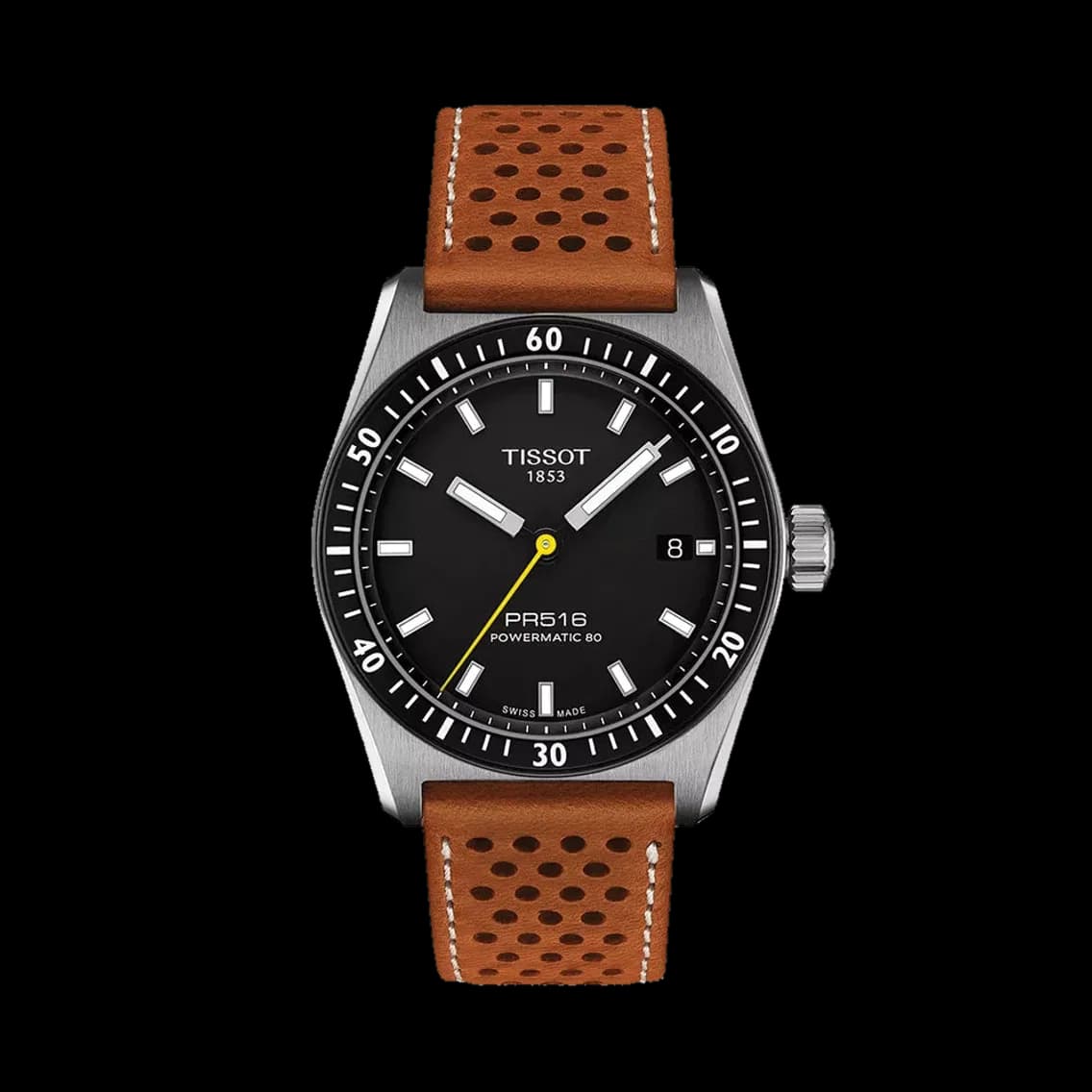 Tissot PR516 Powermatic 80 38mm - Black on Leather Strap, TEDDY BALDASSARRE 10