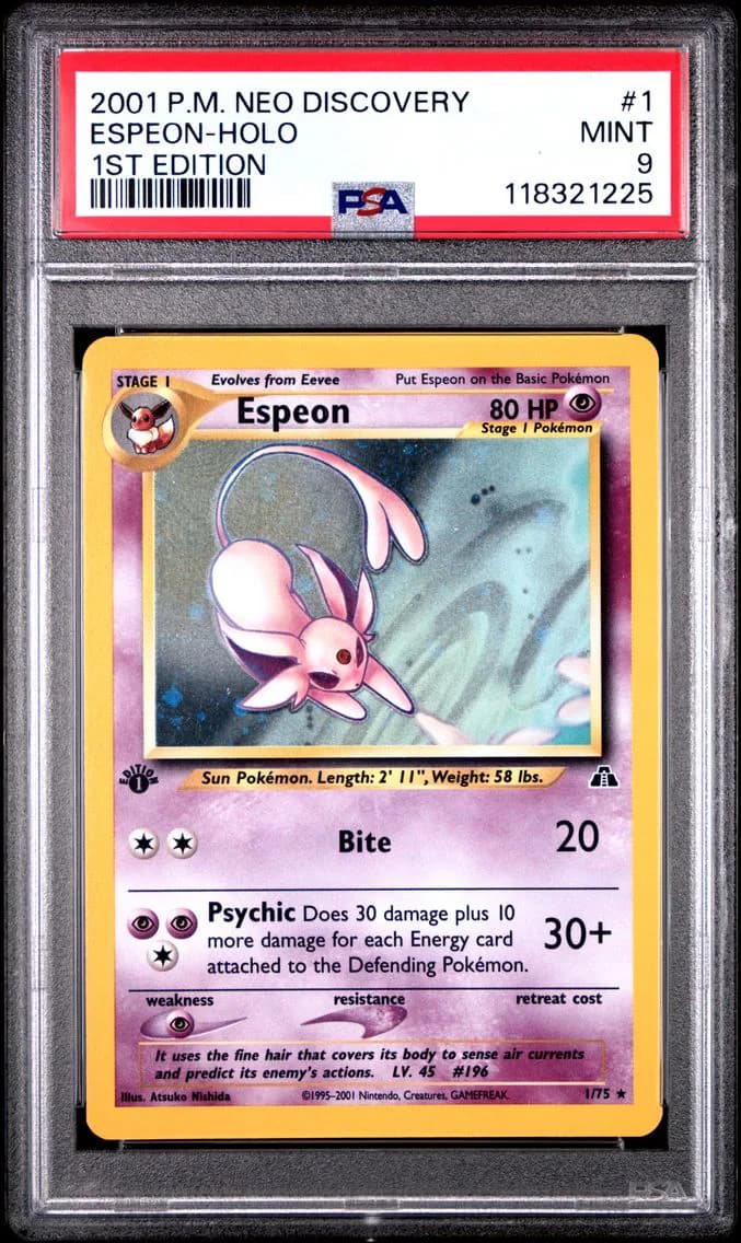 Espeon-Holo 1st Edition, PSA 9