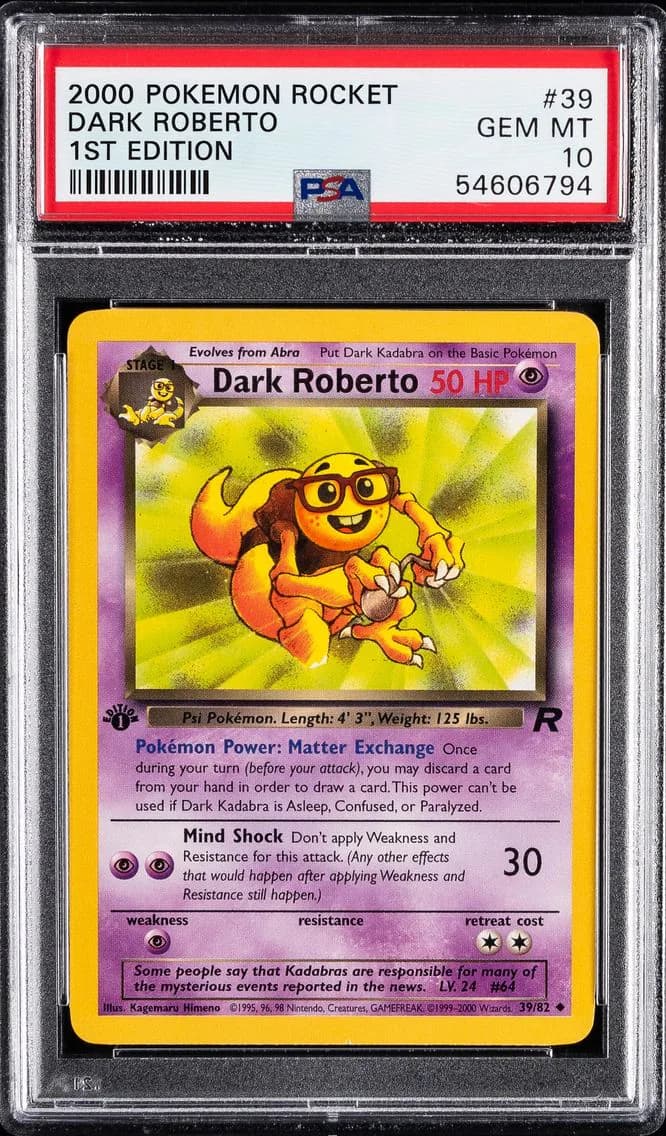 TEAM ROCKET 1ST EDITION DARK ROBLEWSKI, PSA 9