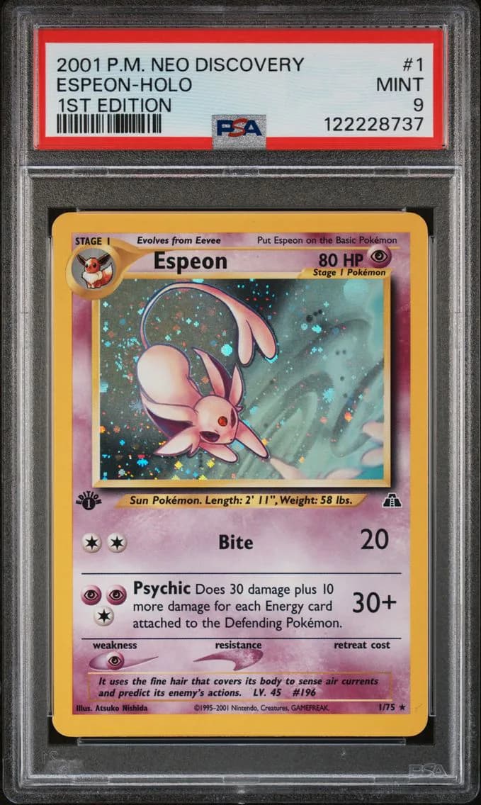Espeon-Holo 1st Edition, PSA 9