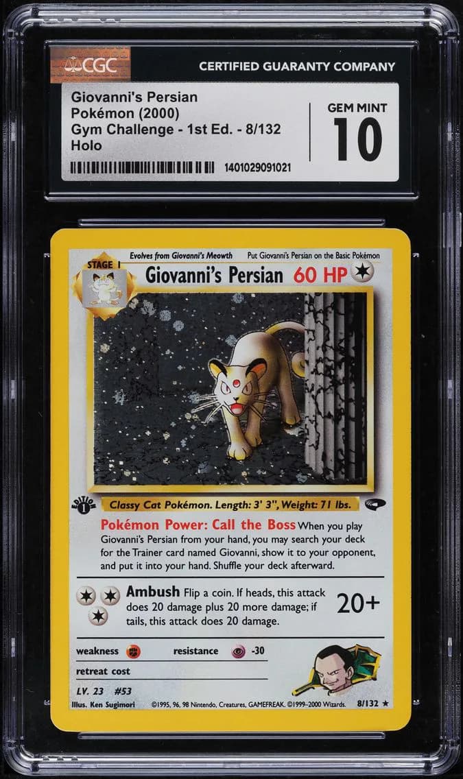 GYM CHALLENGE 1ST ED HOLO GIOVANNI'S PERSIAN, CGC 10