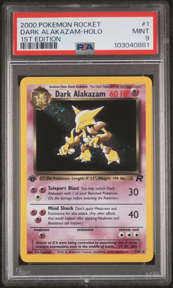 Dark Alakazam-Holo 1st Edition, PSA 9