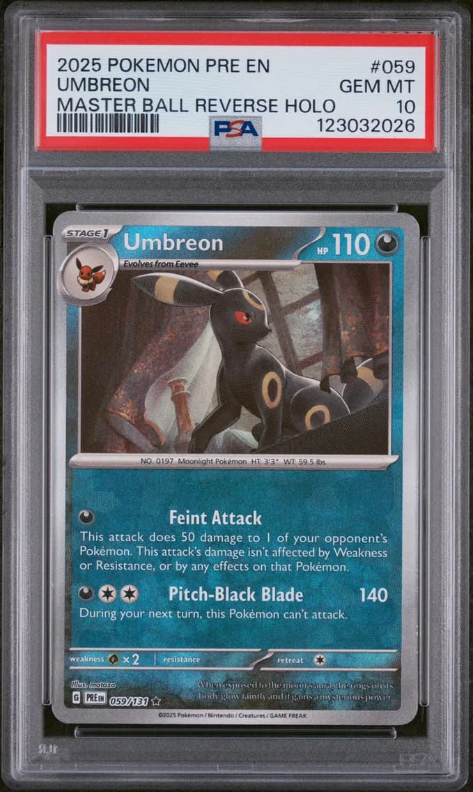 Umbreon Master Ball Reverse Holo, PSA 10