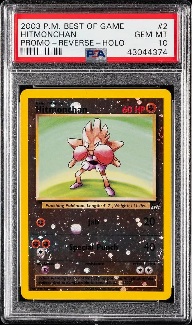 Hitmonchan-Reverse Foil, PSA 10