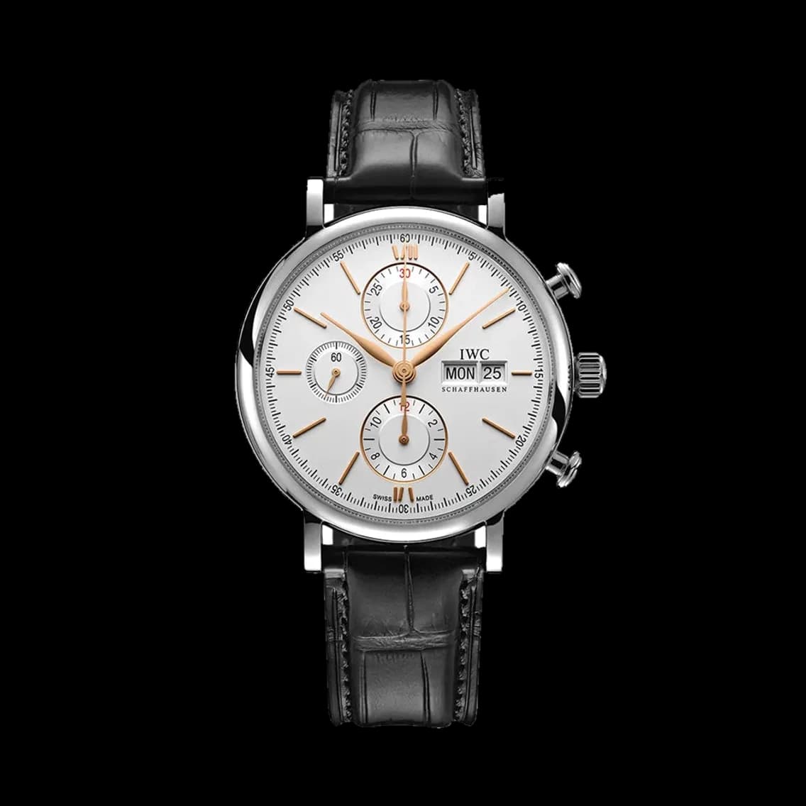 IWC Portofino Chronograph Gold Accents 42mm - Silver-Plated on Leather Strap, TEDDY BALDASSARRE 10
