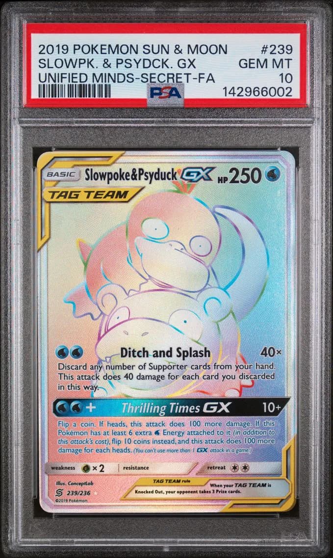 Full Art/Slowpoke & Psyduck GX, PSA 10