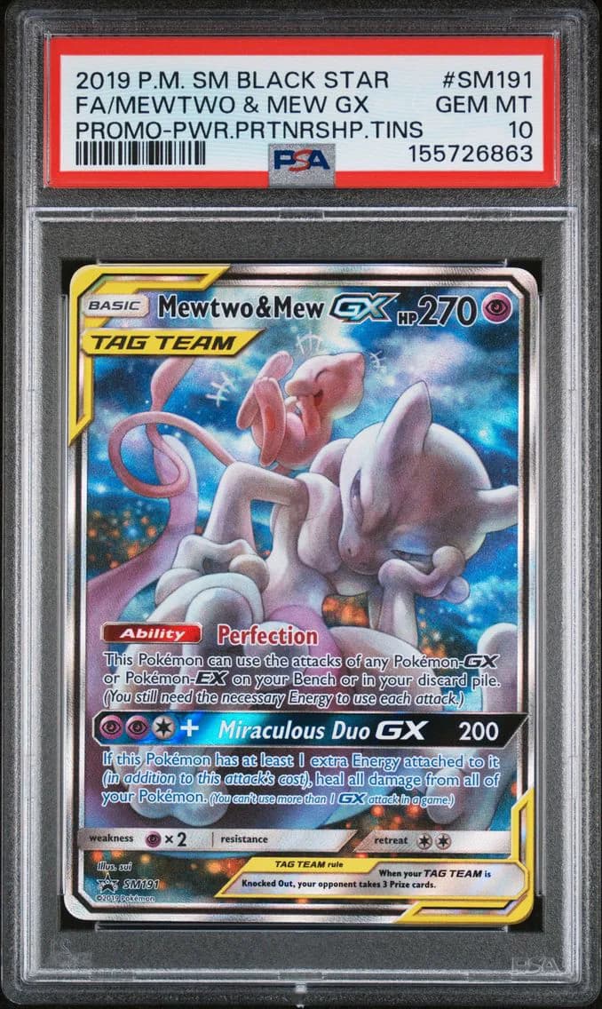 Full Art/Mewtwo & Mew GX, PSA 10