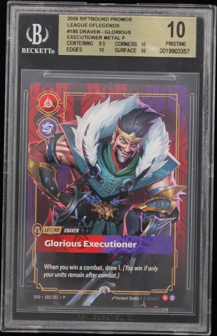 Draven - Glorious Executioner METAL P/(Regional Qualifer - Prize Wall) BGS 10 Riftbound: League of Legends TCG Promos, BGS 10