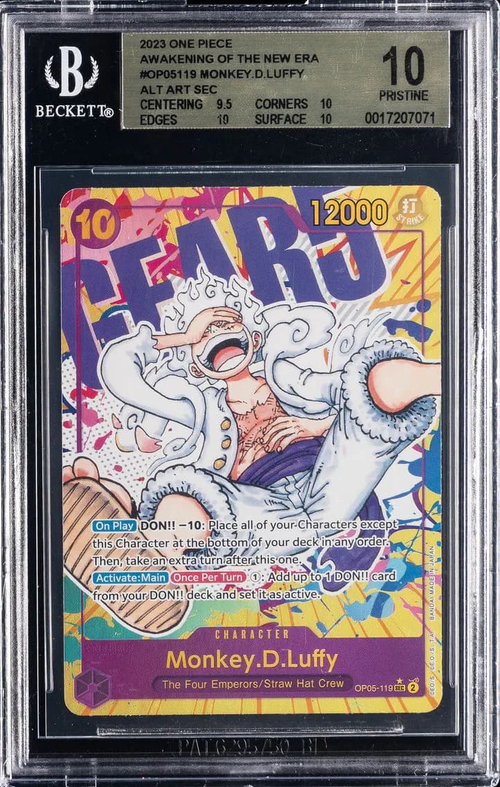 Monkey D. Luffy BGS 10 OP05-Awakening of the New Era One Piece, BGS Pristine 10
