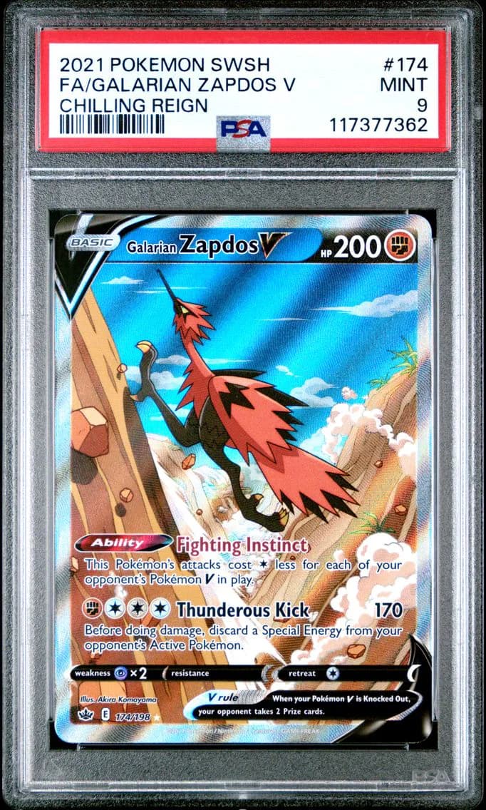 Full Art/Galarian Zapdos V, PSA 9