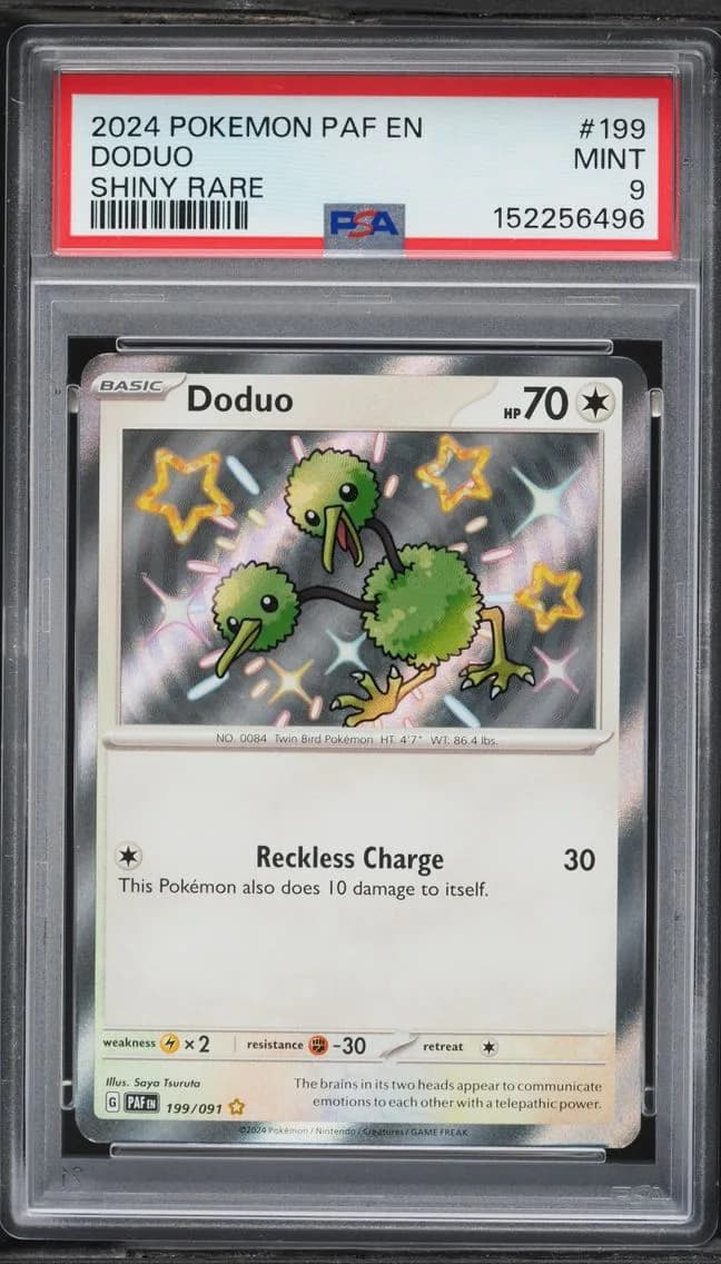 Pokemon Scarlet & Violet Paldean Fates Shiny Rare Doduo #199, PSA 9