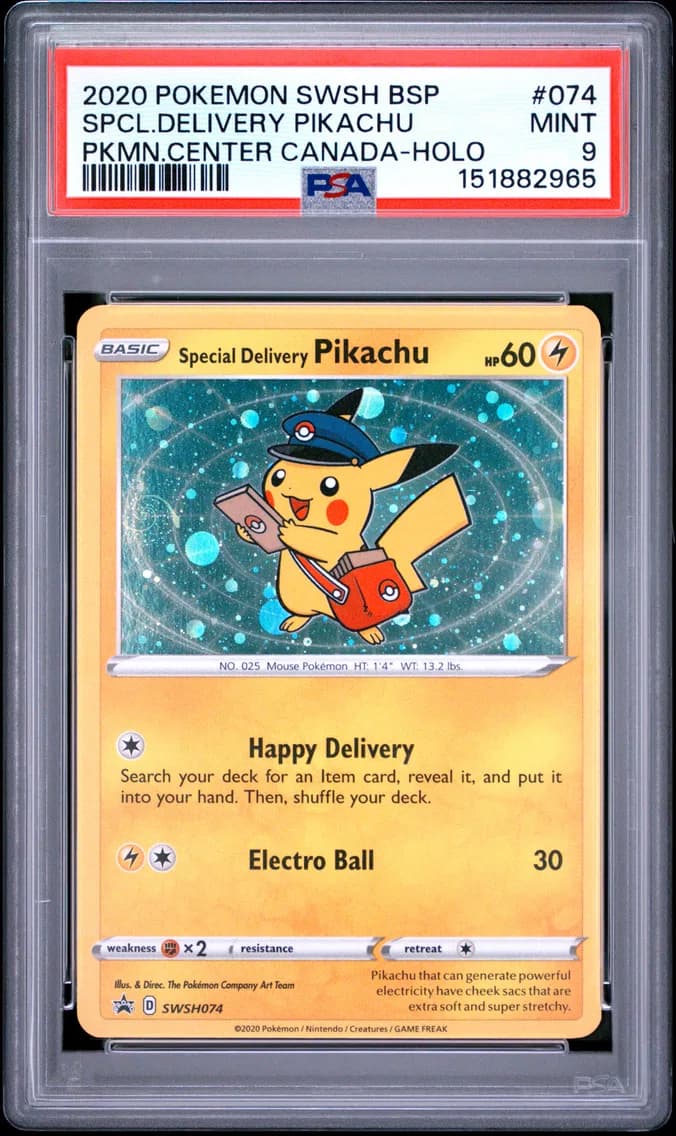 Special Delivery Pikachu-Holo, PSA 9