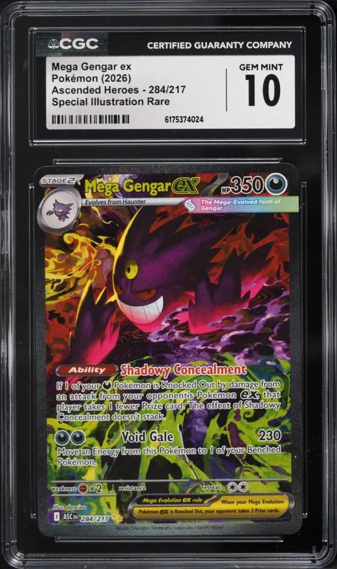Pokemon Mega Evolution Ascended Heroes SIR Mega Gengar ex #284, CGC 10