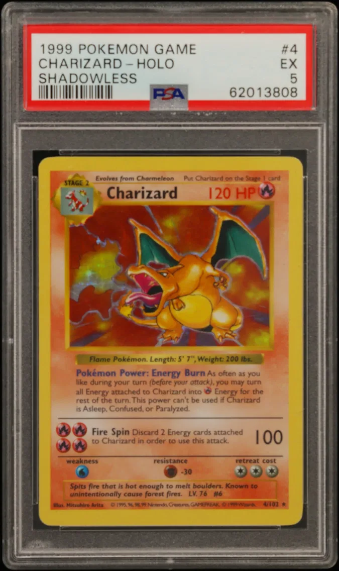 Charizard-Holo Shadowless, PSA 5