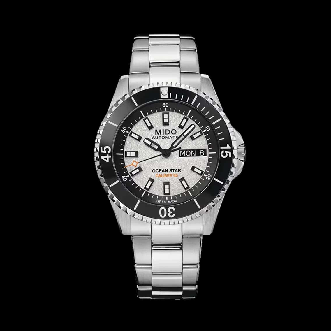 MIDO Ocean Star 200 41mm - White, Black Bezel on Bracelet, TEDDY BALDASSARRE 10