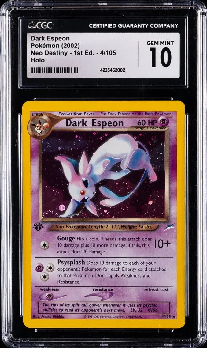 Dark Espeon-Holo 1st Edition, CGC 10