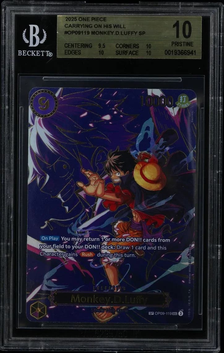 Monkey.D.Luffy SP BGS 10 One Piece Card Game Carrying on His Will, BGS 10