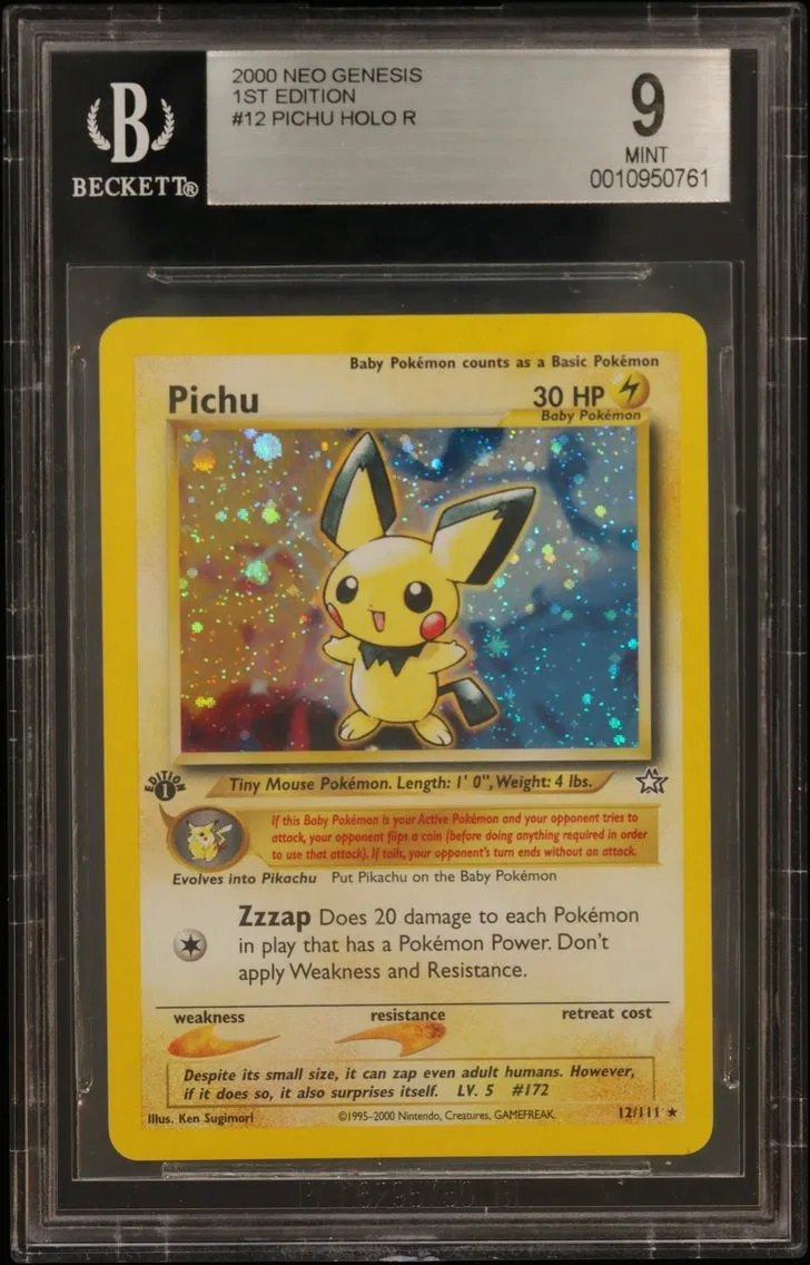 Pichu HOLO R BGS 9 Neo Genesis 1st Edition, BGS 9