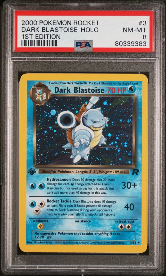 Dark Blastoise-Holo 1st Edition, PSA 8