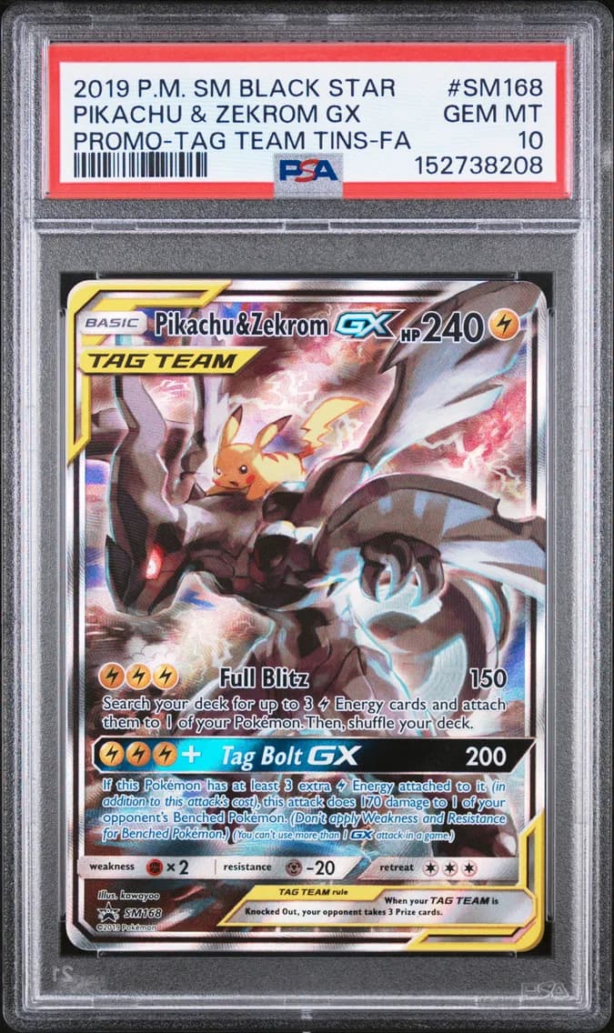 Full Art/Pikachu & Zekrom GX, PSA 10