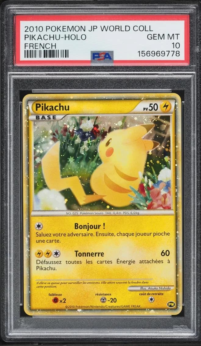 Pokemon French World Collection Holo Pikachu, PSA 10