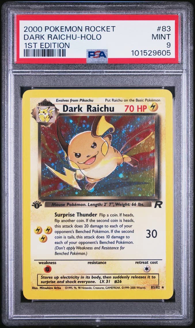 Dark Raichu-Holo 1st Edition, PSA 9
