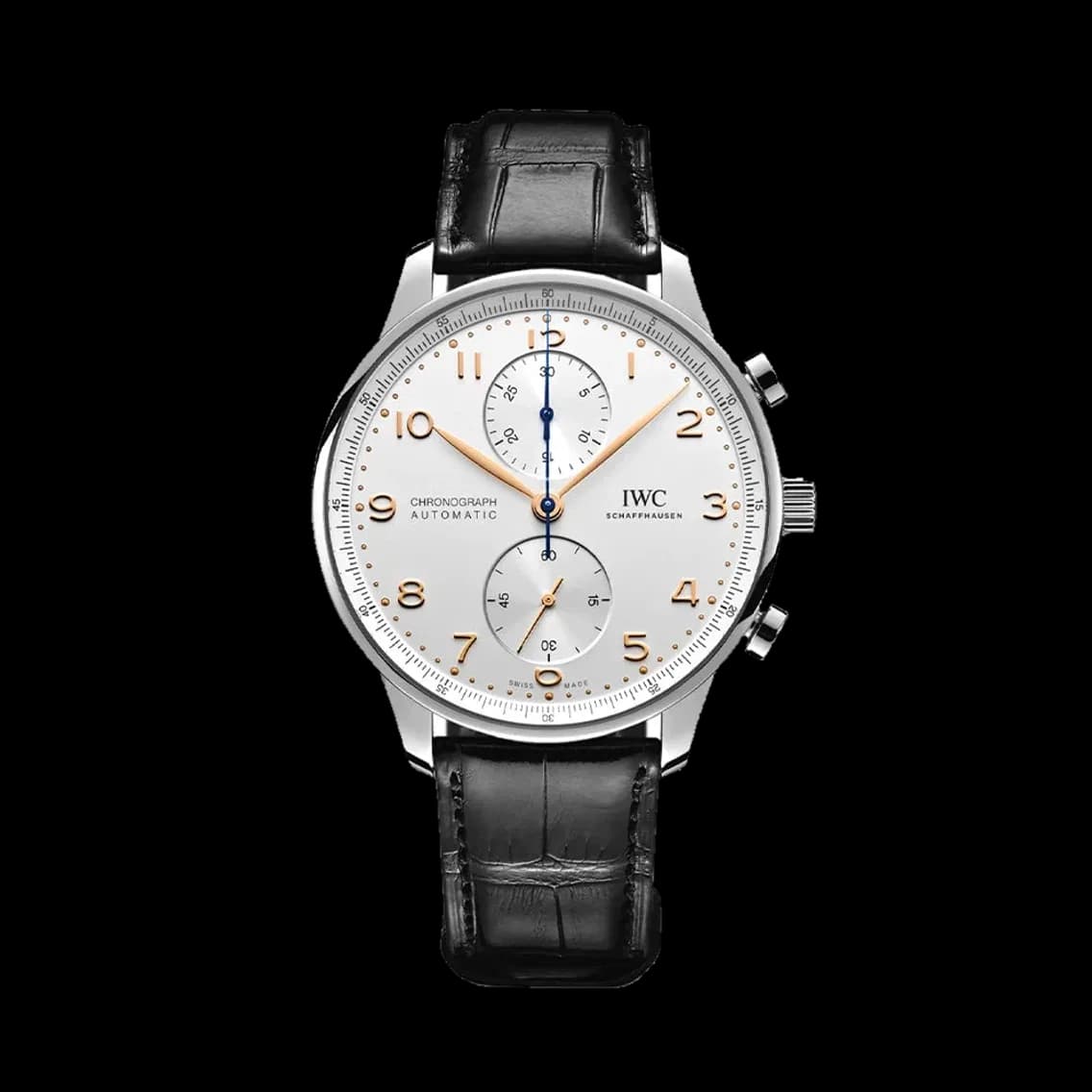 IWC Portugieser Chronograph Gold Accents 41mm - Silver-Plated on Leather Strap, TEDDY BALDASSARRE 10