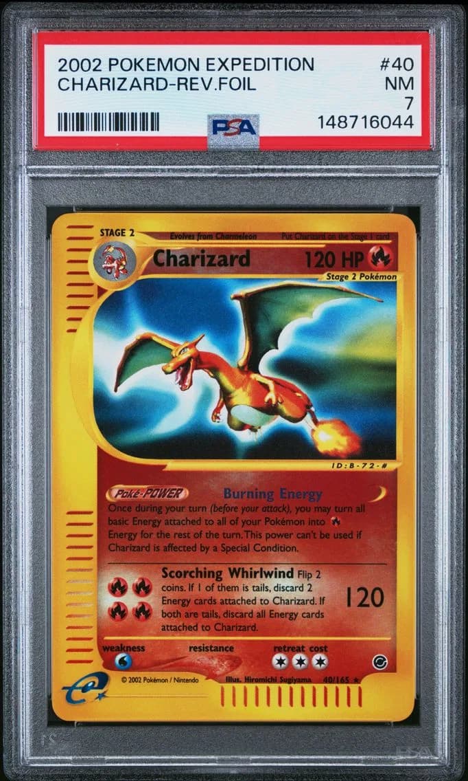 Charizard-Reverse Foil, PSA 7
