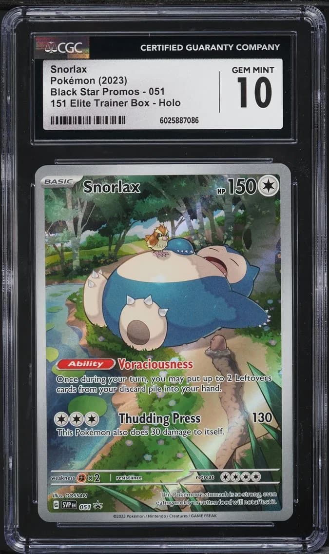 SV 151 BLACK STAR PROMO ETB SNORLAX, CGC 10