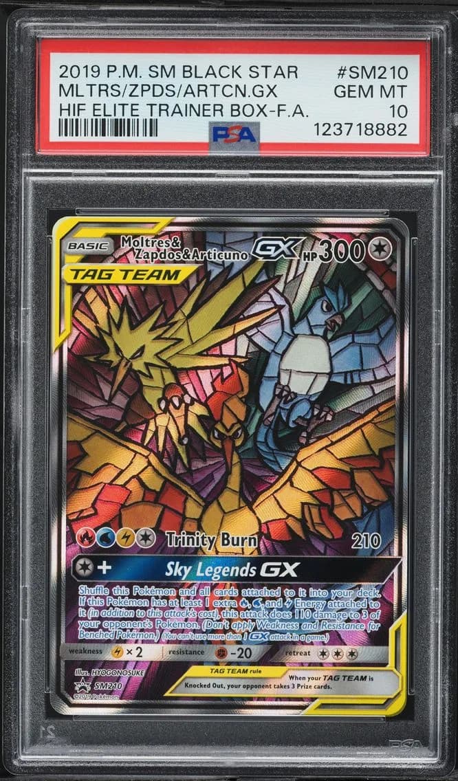 Full Art/Moltres & Zapdos & Articuno GX, PSA 10