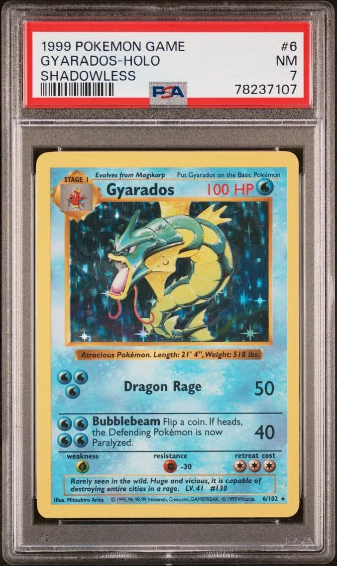 Gyarados-Holo Shadowless, PSA 7