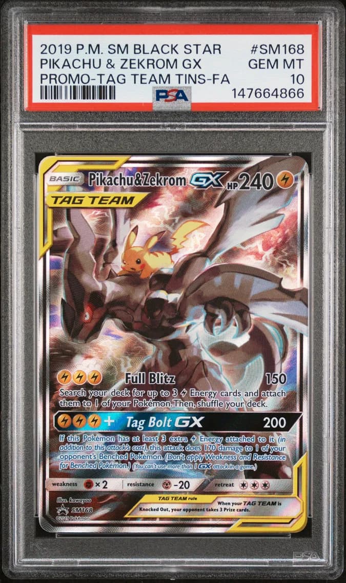 Full Art/Pikachu & Zekrom GX, PSA 10