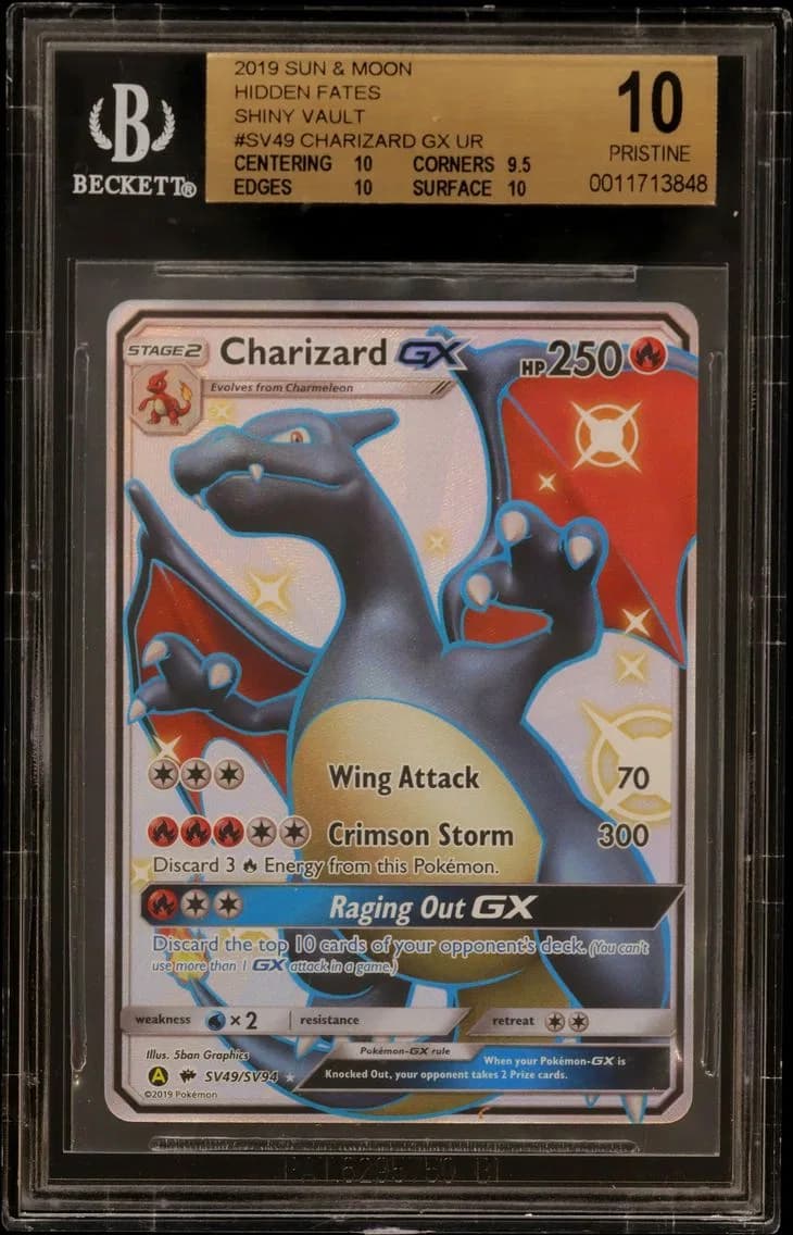 Charizard GX UR BGS 10 Sun and Moon Hidden Fates Shiny Vault, BGS 10