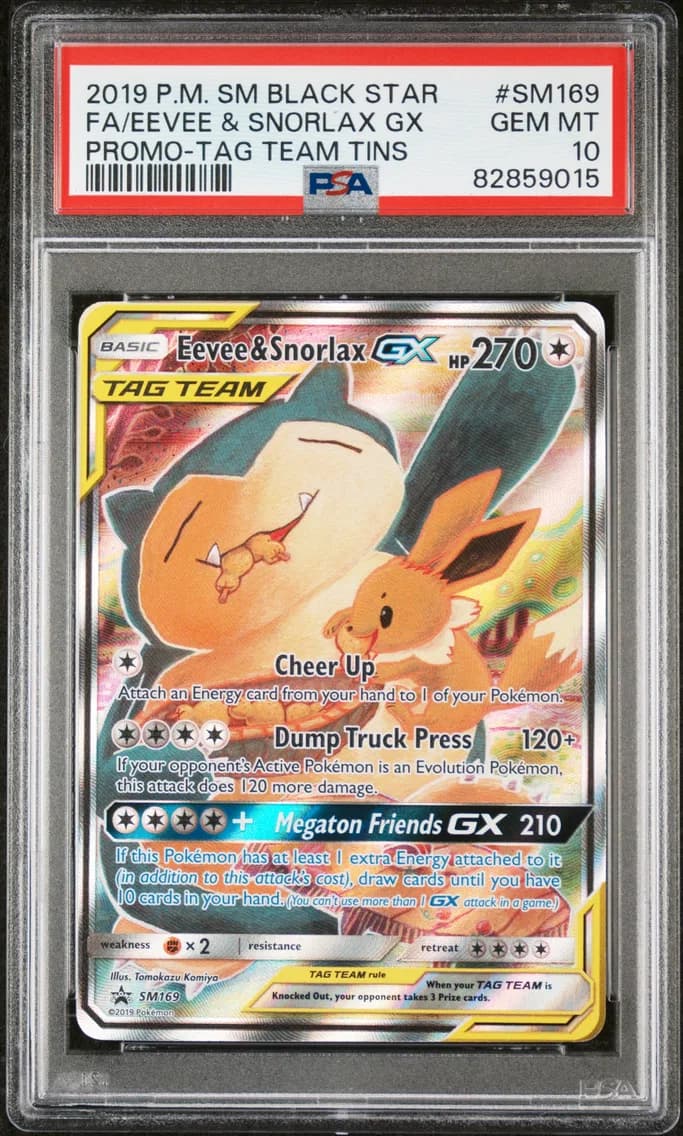 Full Art/Eevee & Snorlax GX, PSA 10