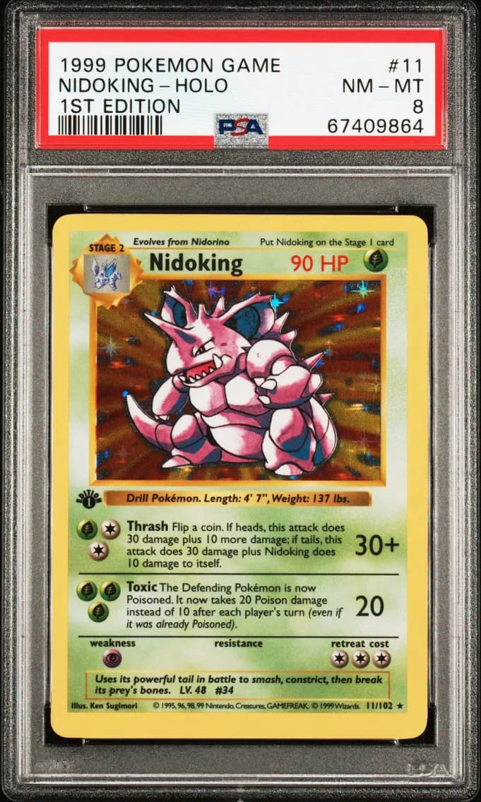 Nidoking-Holo 1st Edition, PSA 8