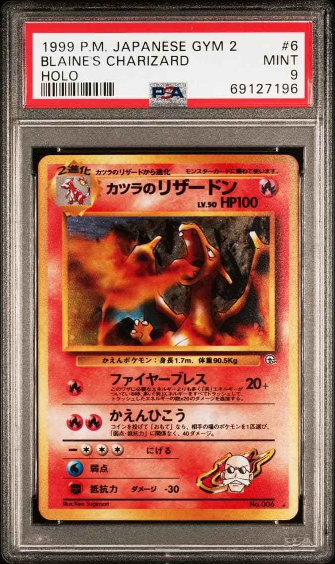 Blaine's Charizard-Holo, PSA 9
