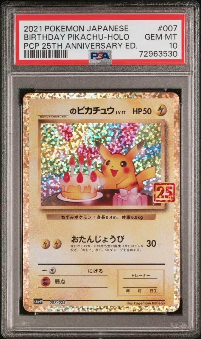 Birthday Pikachu-Holo, PSA 10