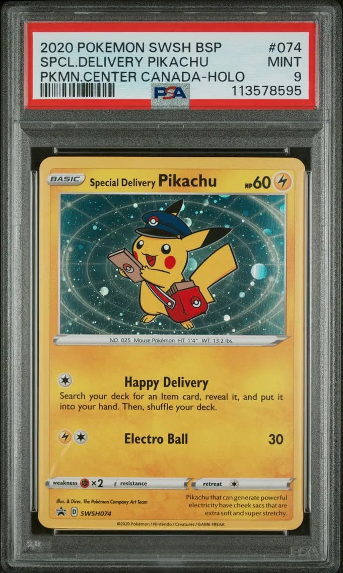 Special Delivery Pikachu-Holo, PSA 9
