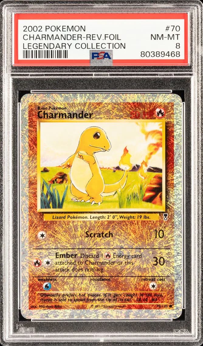 CHARMANDER-REVERSE FOIL, PSA 8