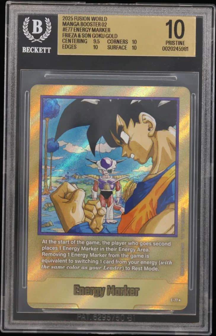 Energy Marker (Frieza & Son Goku) GOLD BGS 10 Dragon Ball Super Card Game Fusion World Manga Booster 02, BGS 10