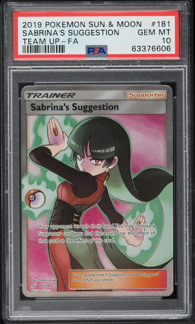 SM TEAM UP FULL ART SABRINA'S SUGGESTION, PSA 10