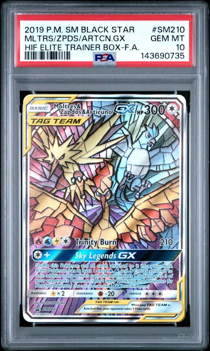 Full Art/Moltres & Zapdos & Articuno GX, PSA 10
