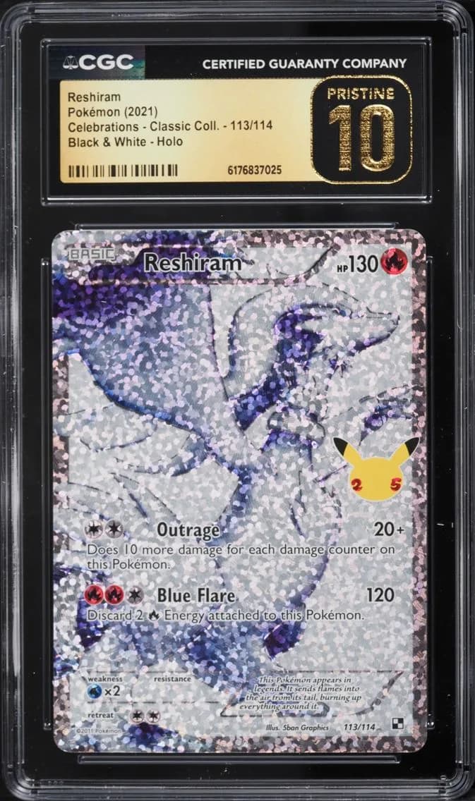 Pokemon SWSH Celebrations Classic Collection Full Art Reshiram #113, CGC Pristine 10