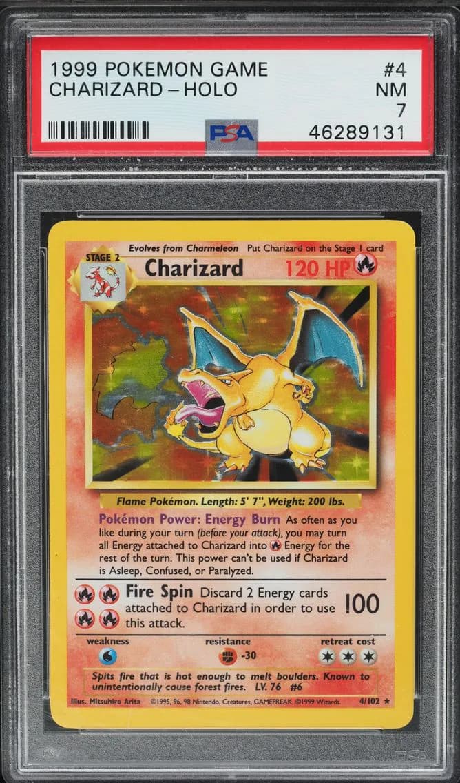 BASE SET HOLO CHARIZARD, PSA 7