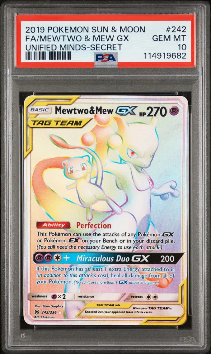 Full Art/Mewtwo & Mew GX, PSA 10