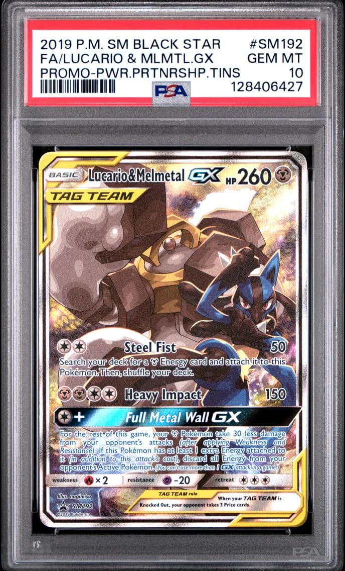 Full Art/Lucario & Melmetal GX, PSA 10